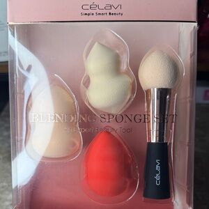 Blending Sponge Set - Pink & Red Makeup Sponges with Brush